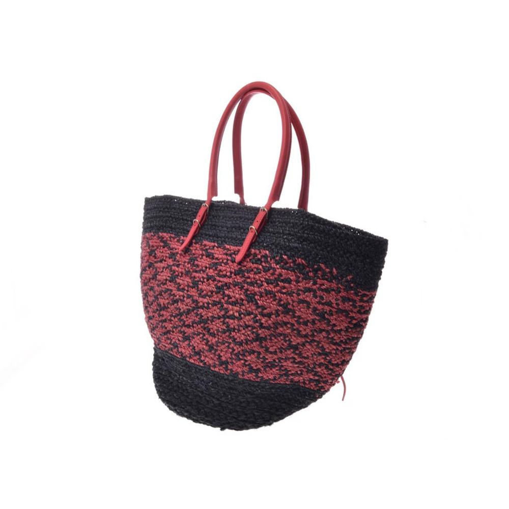 Balenciaga black handbag mirrored raffia red